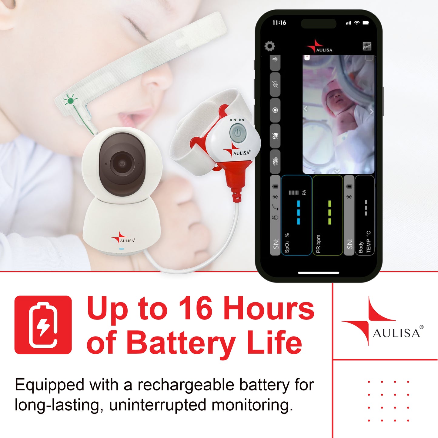 Guardian Angel® GA1001 Lite Plus with Aulisa® Monitor Camera - Remote Monitoring System for Infants