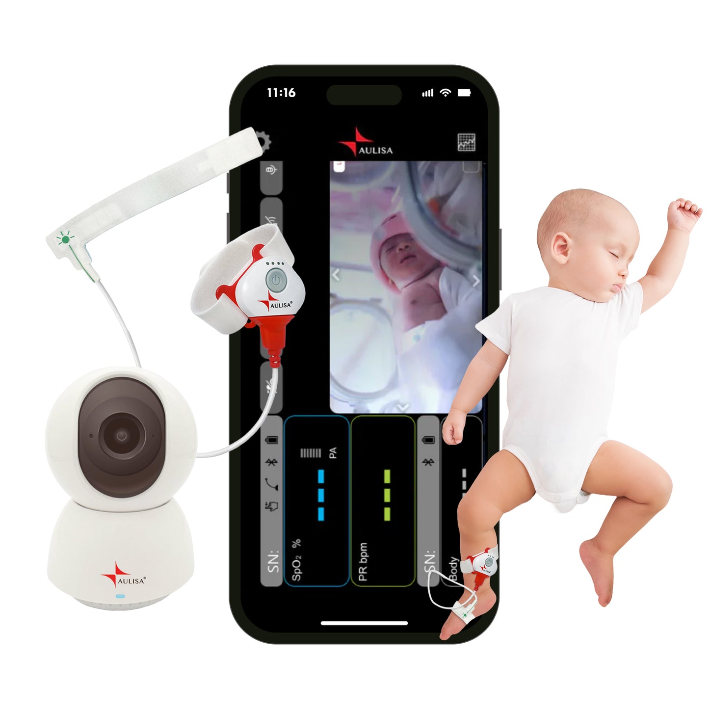 Guardian Angel® GA1001 Lite Plus with Aulisa® Monitor Camera - Remote Monitoring System for Infants